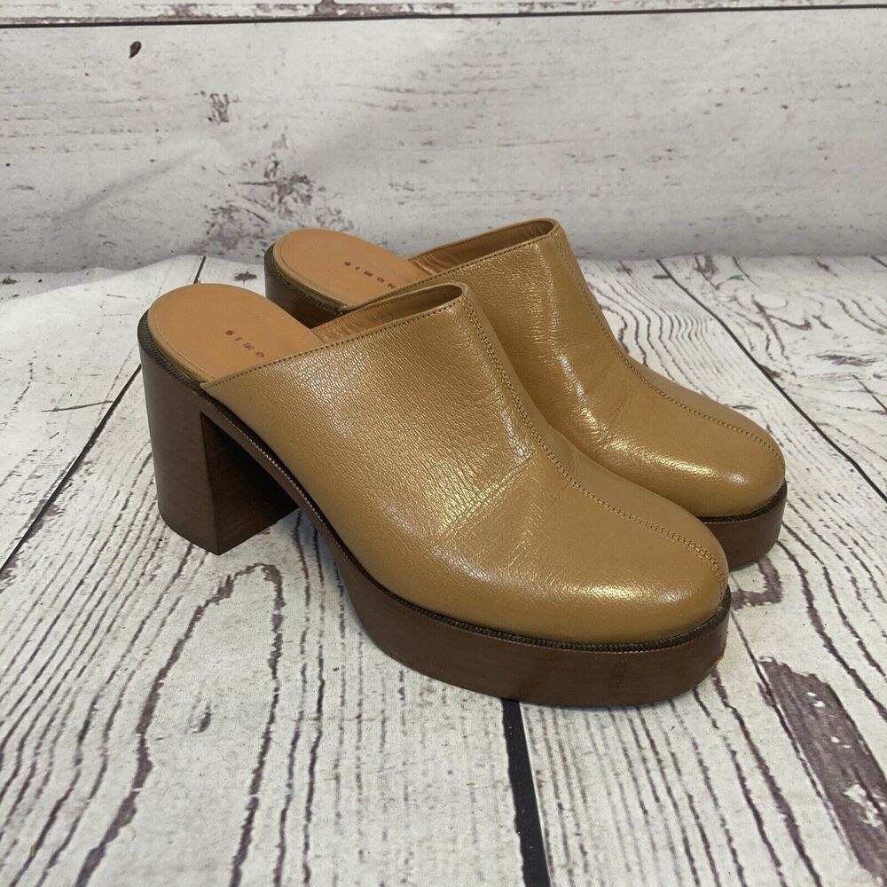 SIMON MILLER Shoes Womens 41EU 11US Low Raid Textured Leather Platform Mules